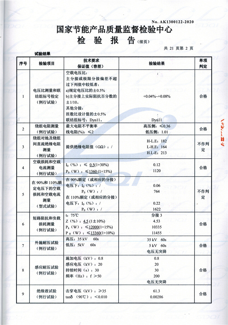 高低压试验报告-S11-1250长安长安长安油浸式变压器-2.jpg